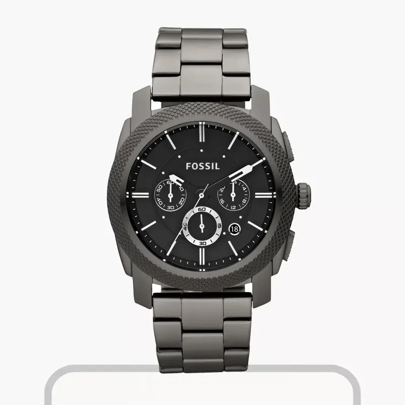 Fossil Machine Black Chronograph Dial Smoke-colored Men's Watch- FS4662